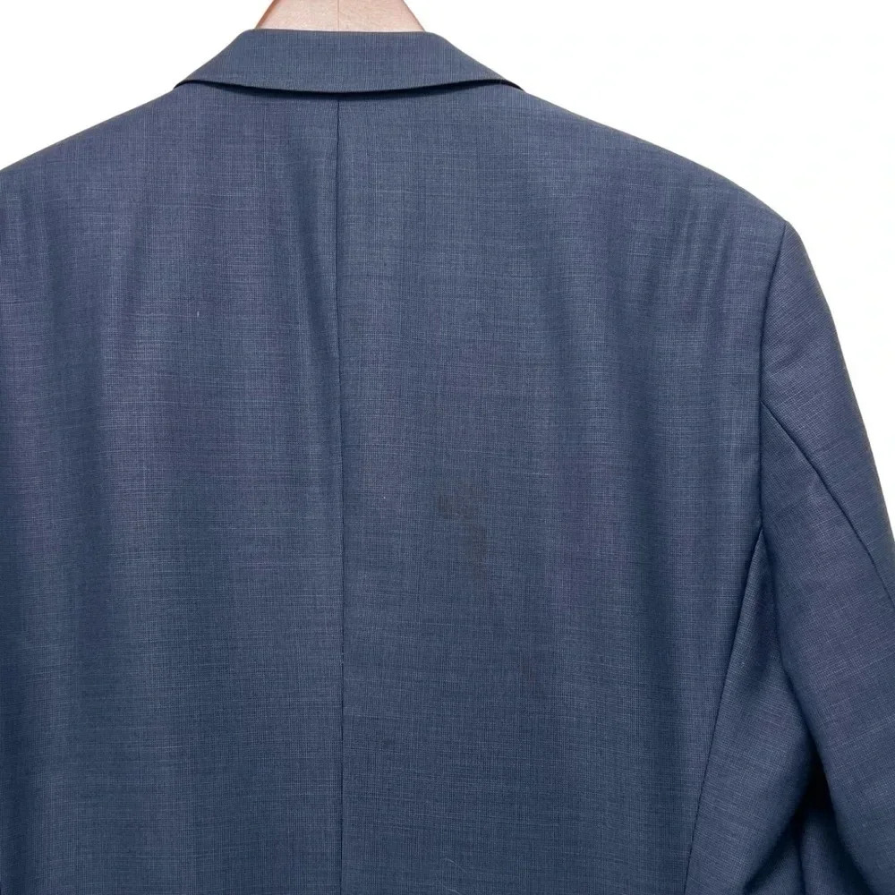 Hugo Boss Blue Micro Check Suit Jacket Blazer Coat Super 100 Modern Fit Men 42 L - Picture 5 of 12